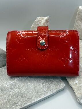 Louis Vuitton Vernis French Purse Wallet Red Patent Leather MI0016